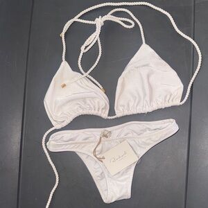 RELLECIGA Shimmering White Bikini Set